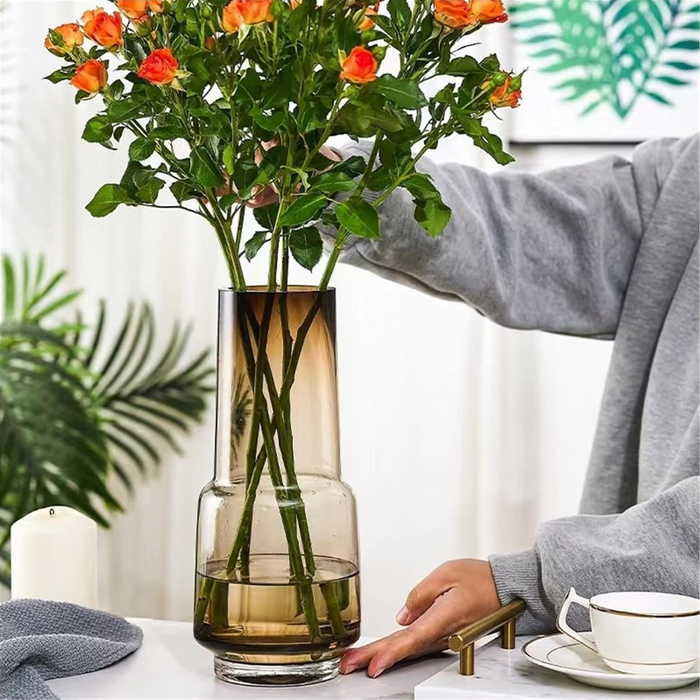 Florero Decorativo De Vidrio Cristal Con Diseño Tonos Café