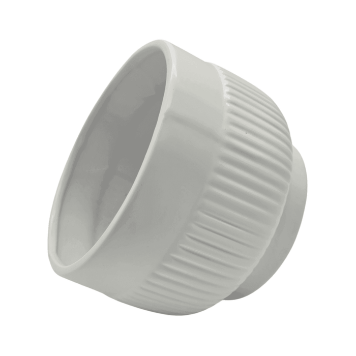 Macetero Maceta De Ceramica Lineas Relieve Blanco S - Fliperex
