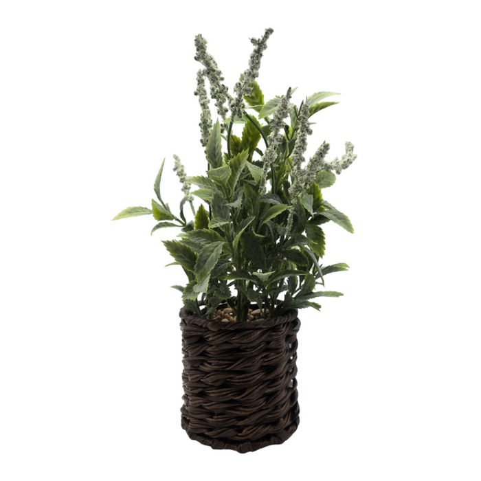 Planta Artificial Lavanda Decorativa Macetero De Rattan Deco