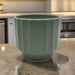 Macetero Maceta De Ceramica Verde Oliva Lineas Verticales S - Fliperex