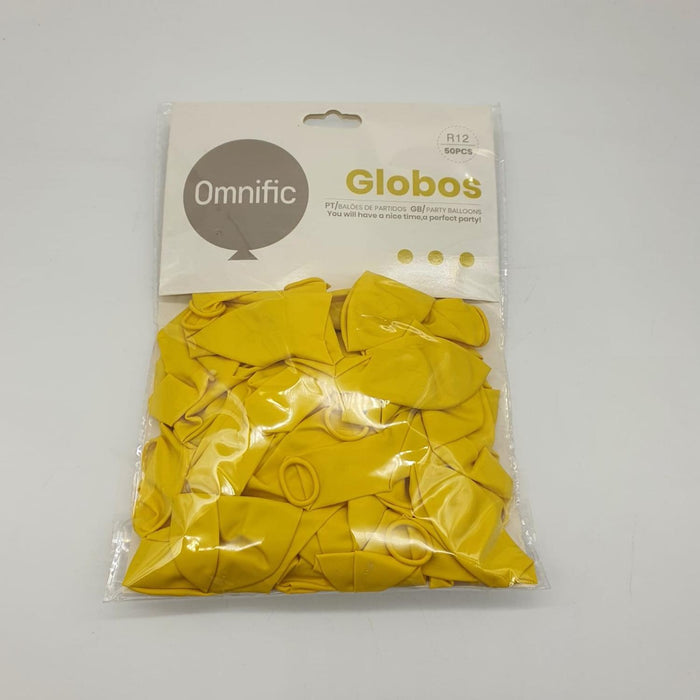 Globos Color Amarillo 50 Unidades Tamaño R12