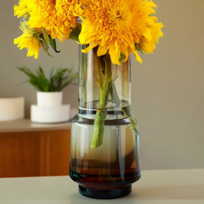 Florero Decorativo De Vidrio Cristal Con Diseño Tonos Café