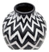Florero Cerámica Diseño Étnico Zigzag Vintage Blanco Y Negro - Fliperex