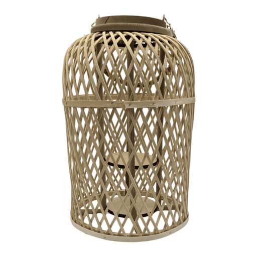 Candelabro De Bambu Natural Porta Vela Nordico Farol 40 CM - Fliperex