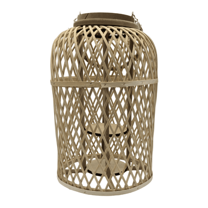 Candelabro De Bambu Natural Porta Vela Nordico Farol 40 CM - Fliperex