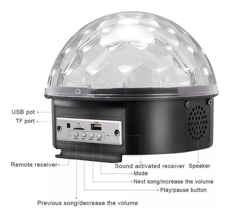 Bola Disco Magic Rítmica Con Bluetooth (Versión Enchufe)