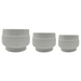 Set 3 Maceteros Maceta De Ceramica Lineas Relieve Blanco - Fliperex