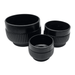 Set 3 Maceteros Maceta De Ceramica Lineas Relieve Negro - Fliperex