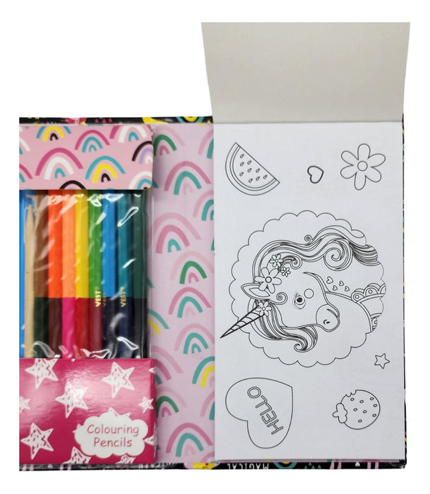 Set De Arte Para Niños Lapices Dibujos y Pizarra Colorear