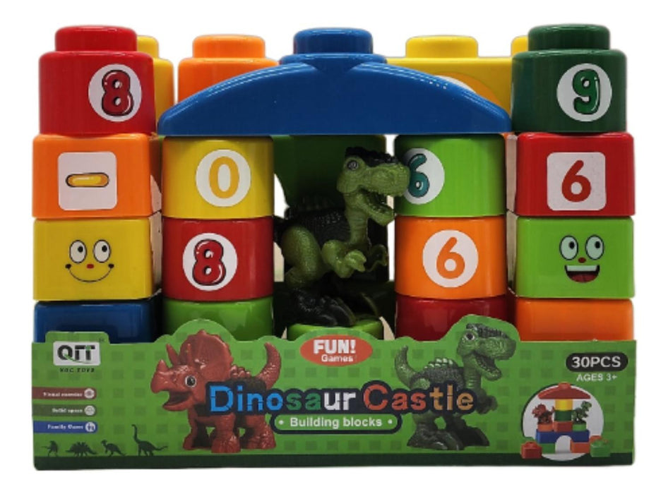 Set Bloques Y Dinosaurios Grande 30 Piezas Con Bolso Estuche