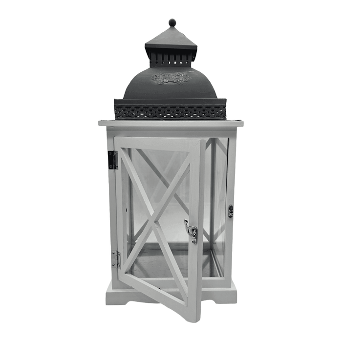 Farol Calentador De Vela Costero De Madera Blanca Vintage M - Fliperex