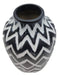 Florero Ceramica Diseño Etnico Vintage Blanco Negro Mediano - Fliperex