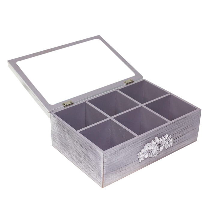 Caja De Te Porta Te Caja De Madera Para Te Gris 6 Divisiones