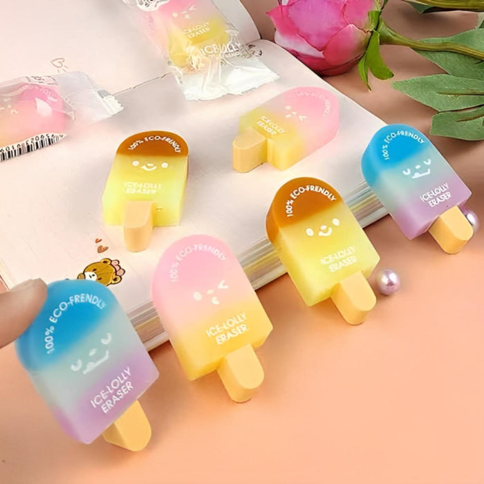 Set 3 Gomas De Borrar Paleta De Helado Kawaii Cute