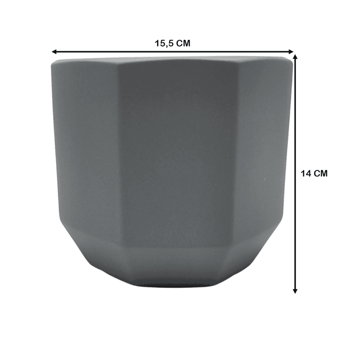 Macetero Maceta De Ceramica Gris Lineas Verticales M - Fliperex