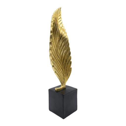 Figura Adorno De Hoja Dorada Decorativa En Resina Moderna S - Fliperex