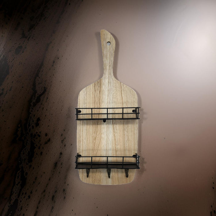 Perchero De Pared Madera Con 3 Perchas 2 Repisas Para Cocina