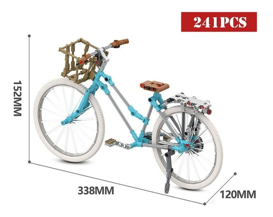 Set Juguete Bicicleta Celeste Con Cesto Escala Para Armar