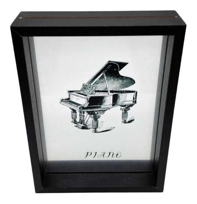 Cuadro De Vidrio Marco Negro Diseño Piano Decorativo Grande