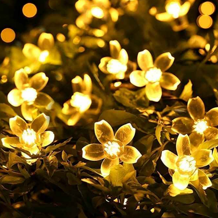 Guirnalda Solar Flor Flores Luces Led Decoracion Para Jardin