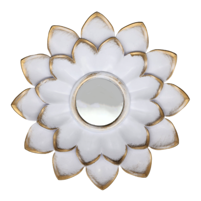 Set 4 Marcos De Espejos Flor De Loto Decorativo Blanco Deco