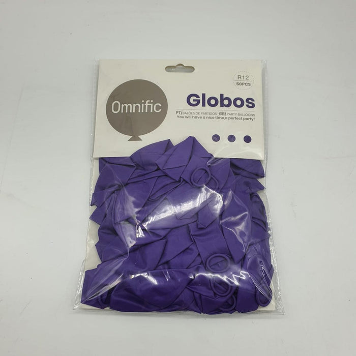 Globos Color Morado 50 Unidades Tamaño R12