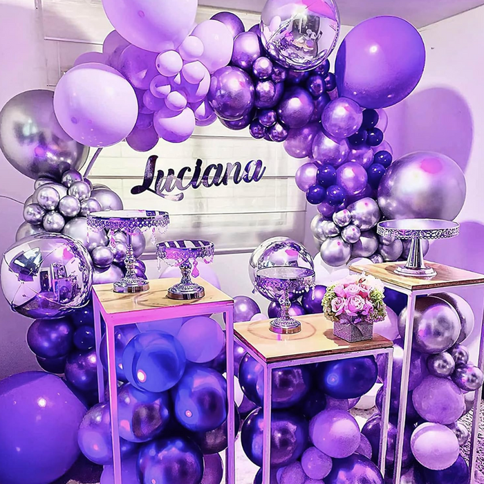 Globos Morado Metalizado 50 Unidades Tamaño 25 Cm