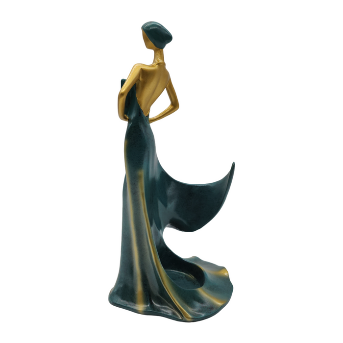 Bailarina Dorada Decorativa Verde Figura Decorativa Estatua