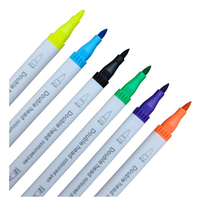 Set Marcadores Doble Punta 36 Lapices Plumones Watercolor - Fliperex
