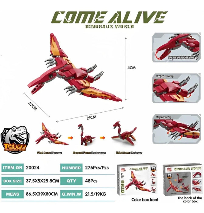 Construye Dinosaurio Pterosaur 3 Diseños Armable Bloques