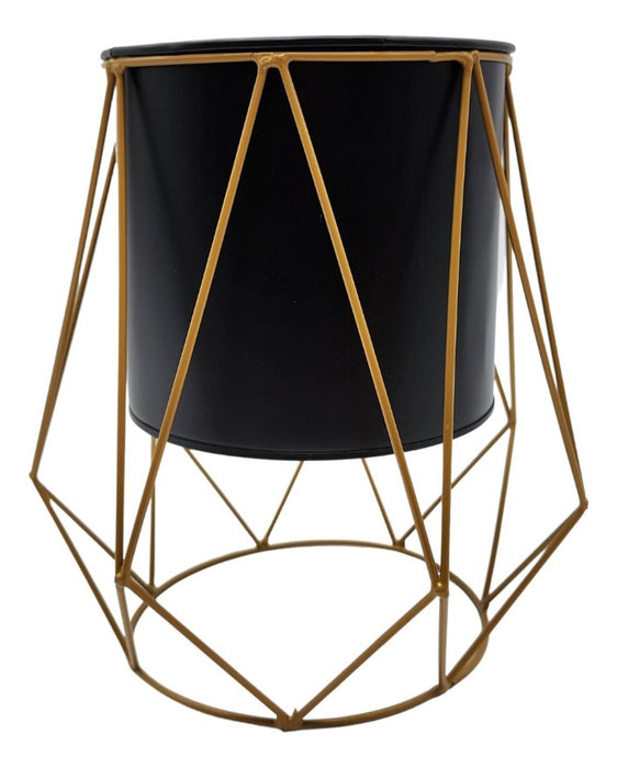 Macetero Maceta Geometrica Pedestal Fierro Decoracion Negro