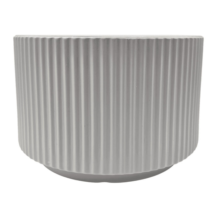 Macetero Maceta De Ceramica Blanco Lineas Verticales Grande - Fliperex