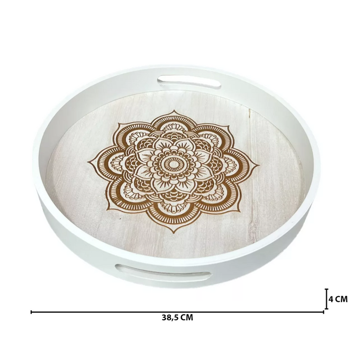 Set 2 Bandejas Desayuno Multiuso Madera Bambu Con Mandala