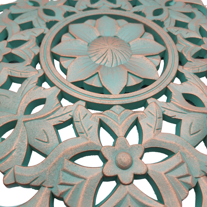 Cuadro De Madera Ornamental Mandala Verde Decoracion Pared