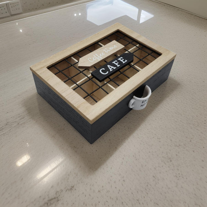 Caja De Te 6 Divisiones Tapa Con Diseño Decorativa Decohogar