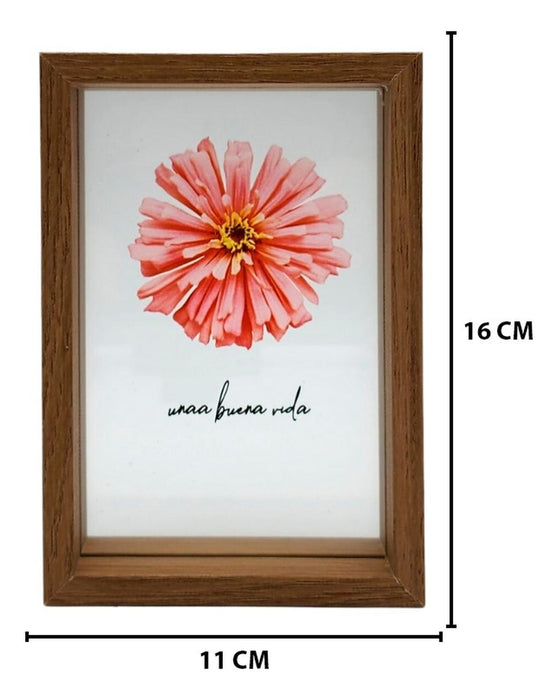 Cuadro De Vidrio Marco Madera Diseño Flor Decorativo