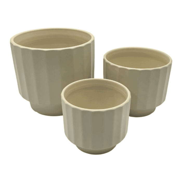 Set 3 Maceteros Maceta De Ceramica Limon Lineas Verticales - Fliperex