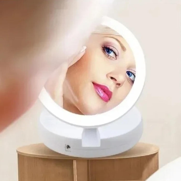 Espejo Luz Led Para Maquillaje Plegable Con Aumento 10x