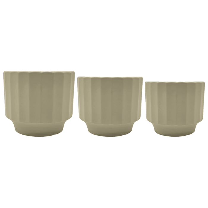 Set 3 Maceteros Maceta De Ceramica Limon Lineas Verticales - Fliperex