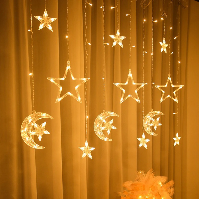 Luces Navideñas Solares Led Lunas y Estrellas Deco Navidad