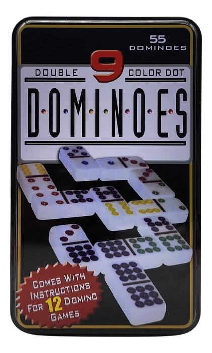 Domino Chancho 9 Juego Dominó Caja Metálica 55 Piezas Color