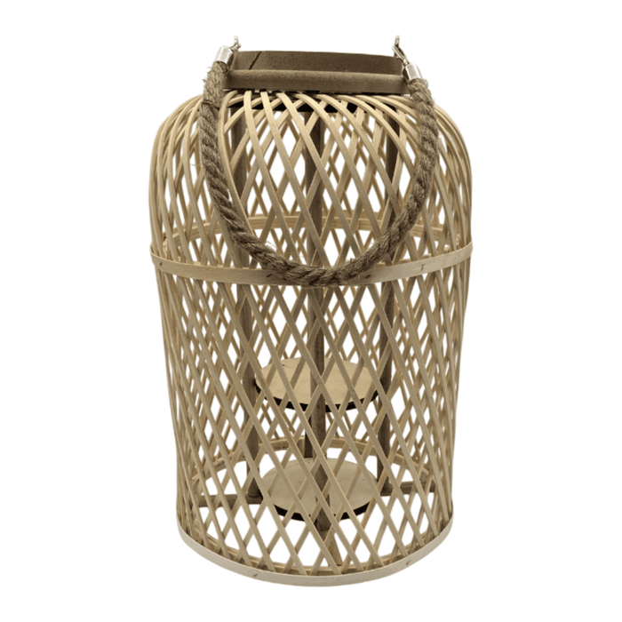 Candelabro De Bambu Natural Porta Vela Nordico Farol 40 CM - Fliperex