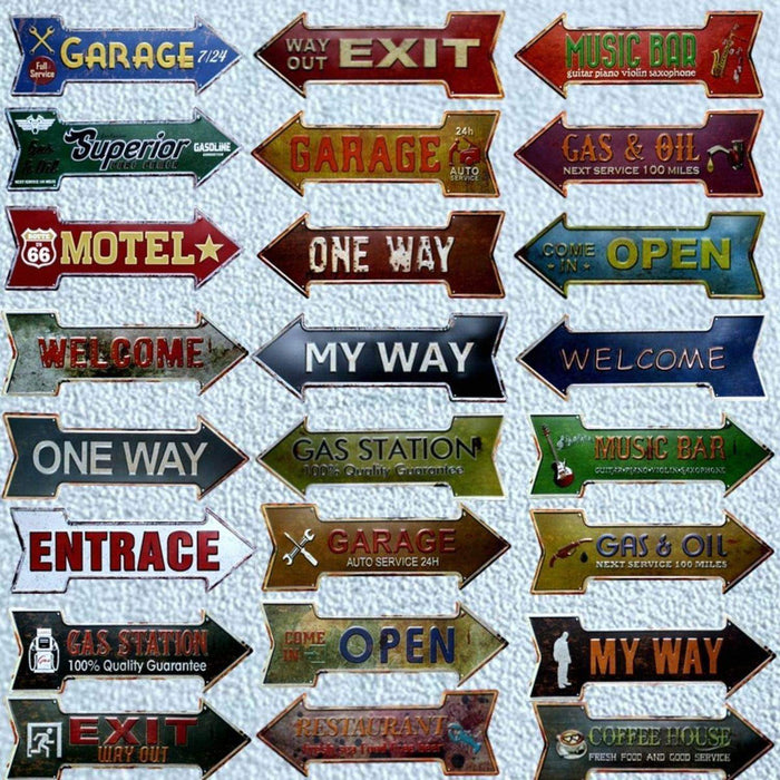 Cartel Letrero Metálico Vintage Flecha Adorno Para Pared - Fliperex