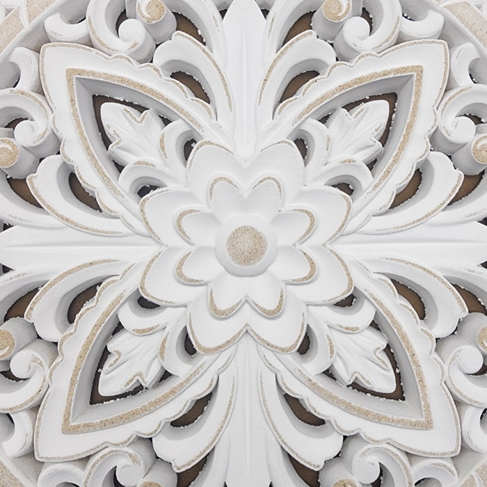 Cuadro De Madera Ornamental Mandala Blanco Decoracion Chico