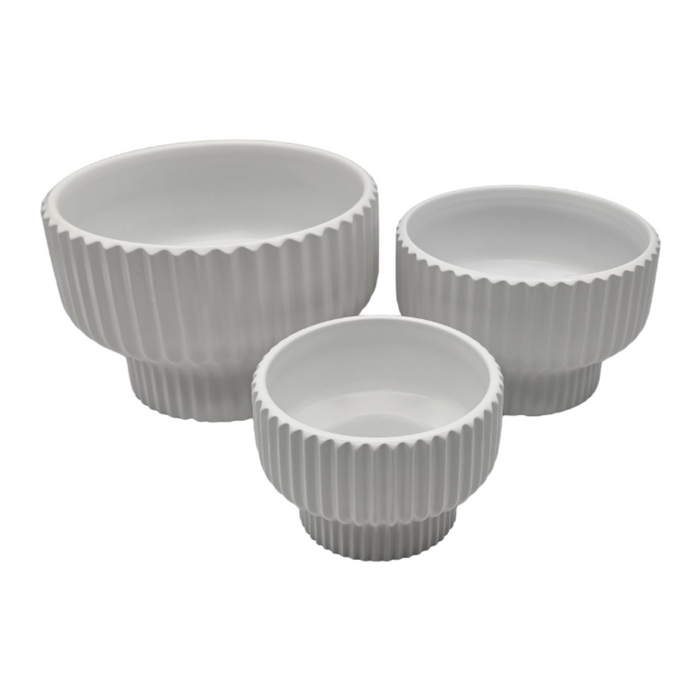 Set 3 Maceteros Maceta De Ceramica Estilo Copon Blanco Mate