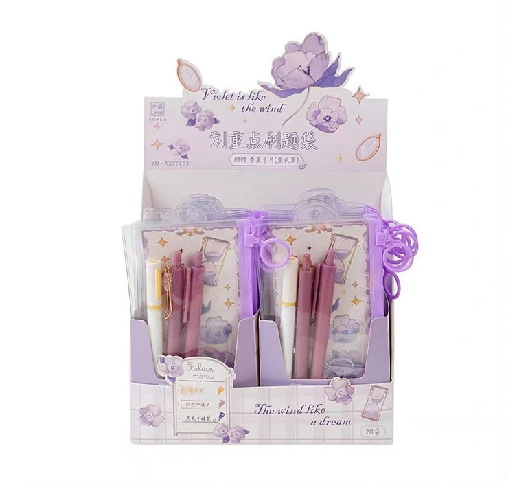 Set 3 Lapices Con Estuche Morado Mas Accesorio Regalo