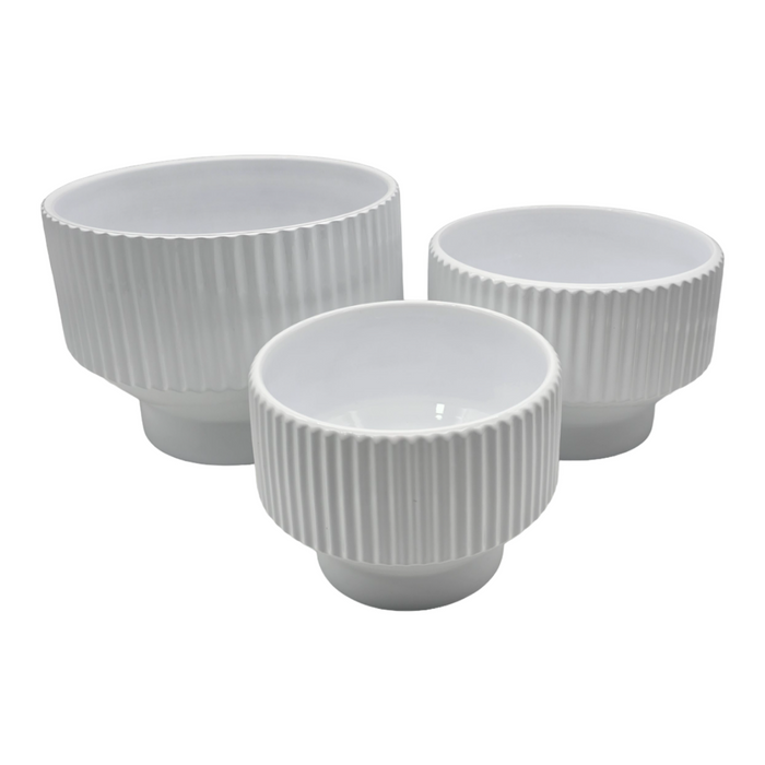 Set 3 Maceteros Maceta De Ceramica Copon Blanco Brillante