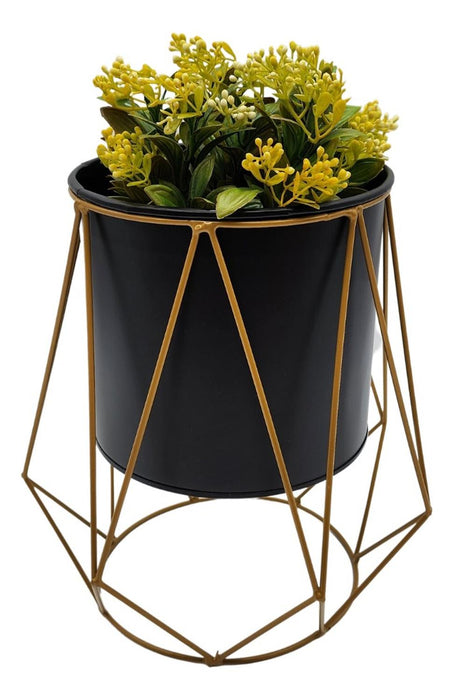 Macetero Maceta Geometrica Pedestal Fierro Decoracion Negro