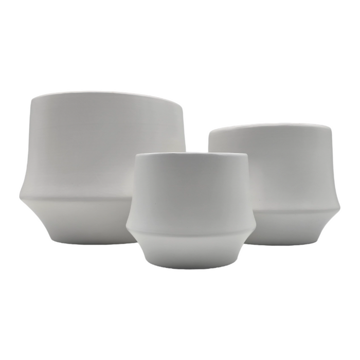 Set 3 Maceteros Maceta De Ceramica Elegante Blanco Liso