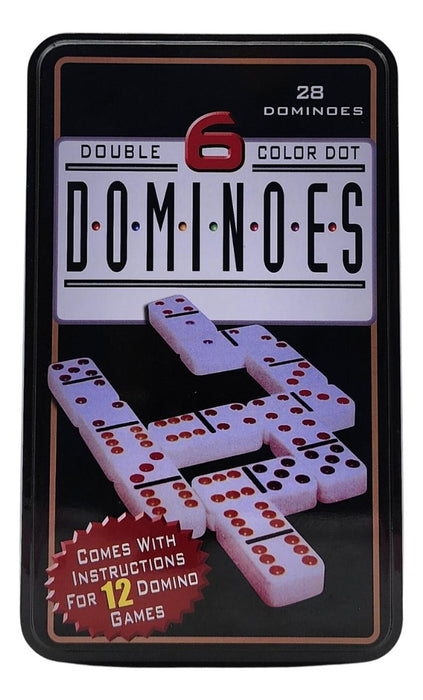 Domino Chancho 6 Juego Dominó Caja Metálica 26 Piezas Color